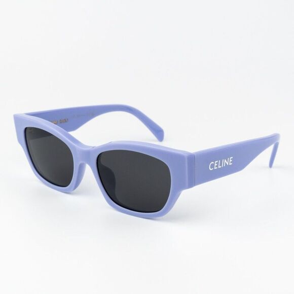 NEW Celine CL40197U 78A MONOCHROMS Shiny Lilac Smoke Unisex Cat Eye Sunglasses - Picture 1 of 11